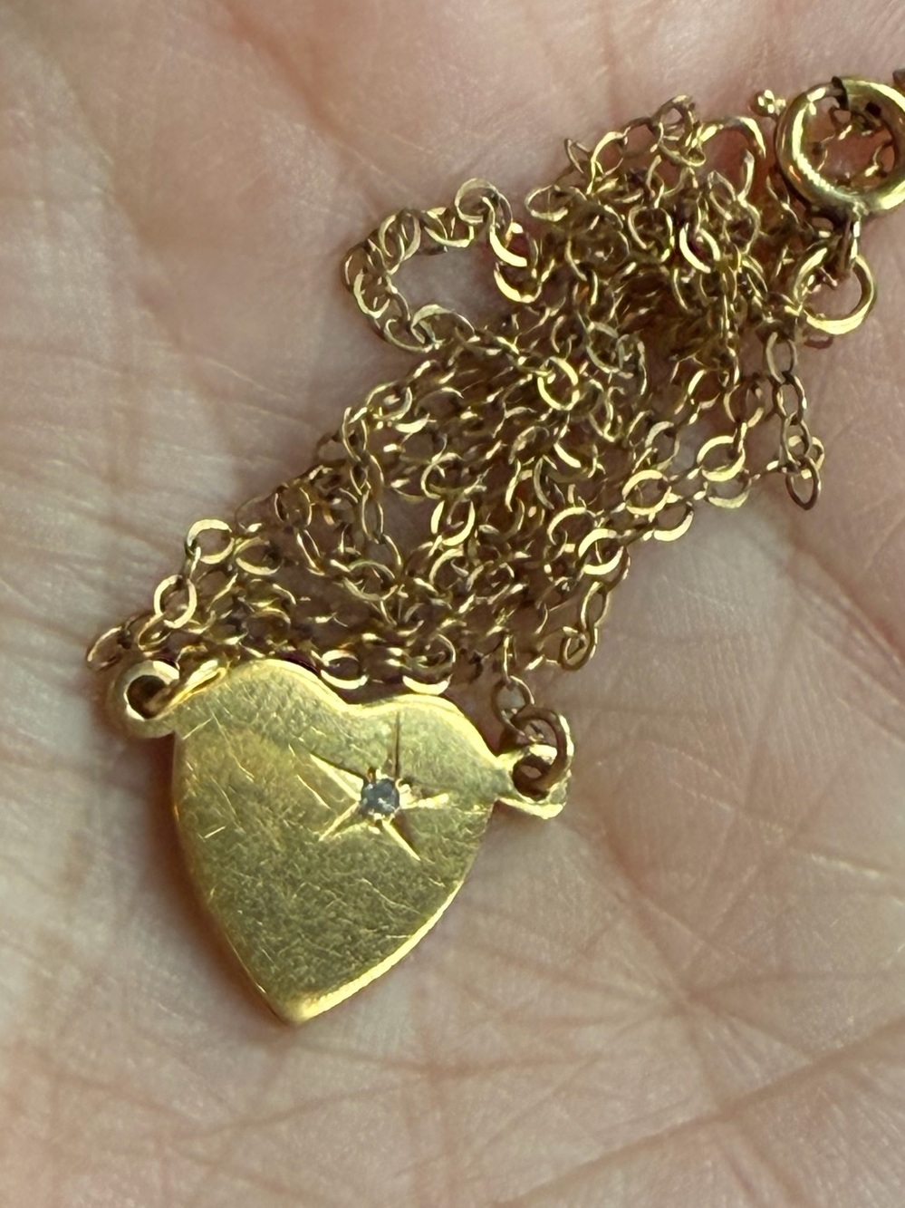 Danecraft vintage starburst heart pendant necklace marked 12k Gf 1/20